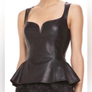 NWOT Nanette LePore Leather Bustier Peplum Top